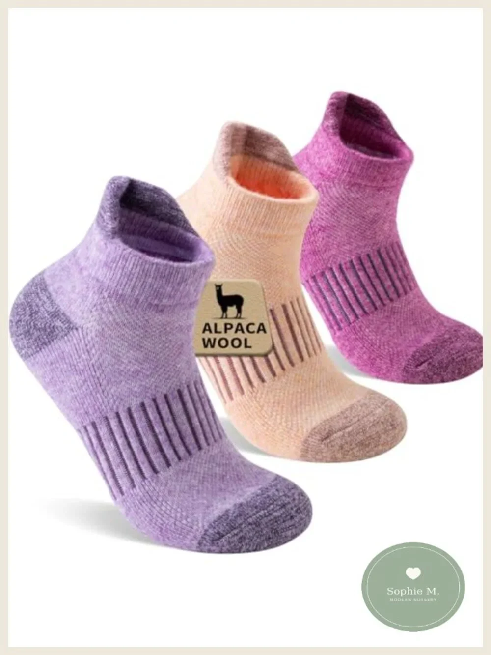 Alpaca Wool Ankle Running Hiking Socks 3-Pack Men Women